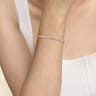 14K White Yellow Gold Bujukan Beads and Diamond Split Bangle Bracelet - 1.6 ct