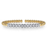 14K White Yellow Gold Bujukan Beads and Diamond Split Bangle Bracelet - 1.6 ct