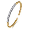 14K White Yellow Gold Bujukan Beads and Diamond Split Bangle Bracelet - 1.6 ct