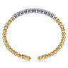 14K White Yellow Gold Bujukan Beads and Diamond Split Bangle Bracelet - 1.6 ct