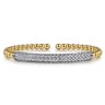 14K White  Yellow Gold Bujukan Beads and Diamond Split Bangle Bracelet - 0.75 ct