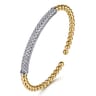 14K White  Yellow Gold Bujukan Beads and Diamond Split Bangle Bracelet - 0.75 ct