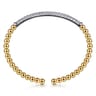 14K White  Yellow Gold Bujukan Beads and Diamond Split Bangle Bracelet - 0.75 ct