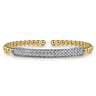 14K White  Yellow Gold Bujukan Beads and Diamond Split Bangle Bracelet - 0.75 ct