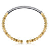 14K White  Yellow Gold Bujukan Beads and Diamond Split Bangle Bracelet - 0.75 ct