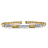 14K White Yellow Gold Bujukan Beads and Diamond Station Split Bangle Bracelet - 0.52 ct