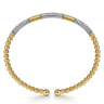 14K White Yellow Gold Bujukan Beads and Diamond Station Split Bangle Bracelet - 0.52 ct