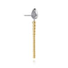 14K White  Yellow Gold Bujukan Beads and Diamond Teardrop Stud Drop Earrings - 0.45 ct