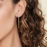 14K White  Yellow Gold Bujukan Beads and Diamond Teardrop Stud Drop Earrings - 0.45 ct