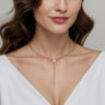 14K White  Yellow Gold Bujukan Beads and Diamond Y Necklace - 0.25 ct