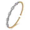 14K White  Yellow Gold Bujukan Beads and Diamonds Split Bangle Bracelet - 1.2 ct