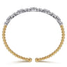 14K White  Yellow Gold Bujukan Beads and Diamonds Split Bangle Bracelet - 1.2 ct