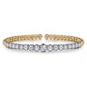 14K White Yellow Gold Bujukan Beads and Graduating Diamond Split Bangle Bracelet - 2.05 ct