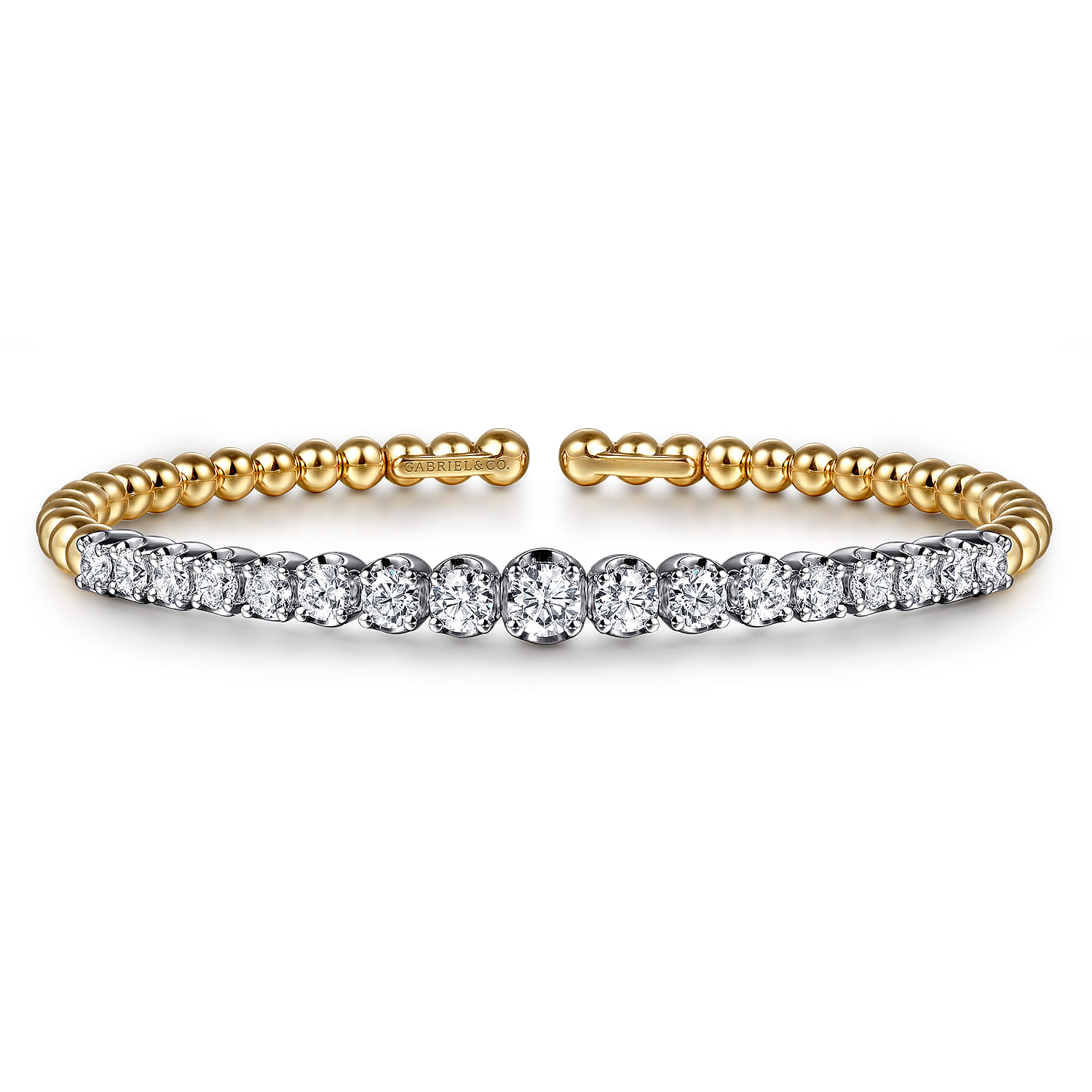 14k Yellow/white Gold Bujukan Bangle Bracelet. SKU: BG5055-62M45JJ