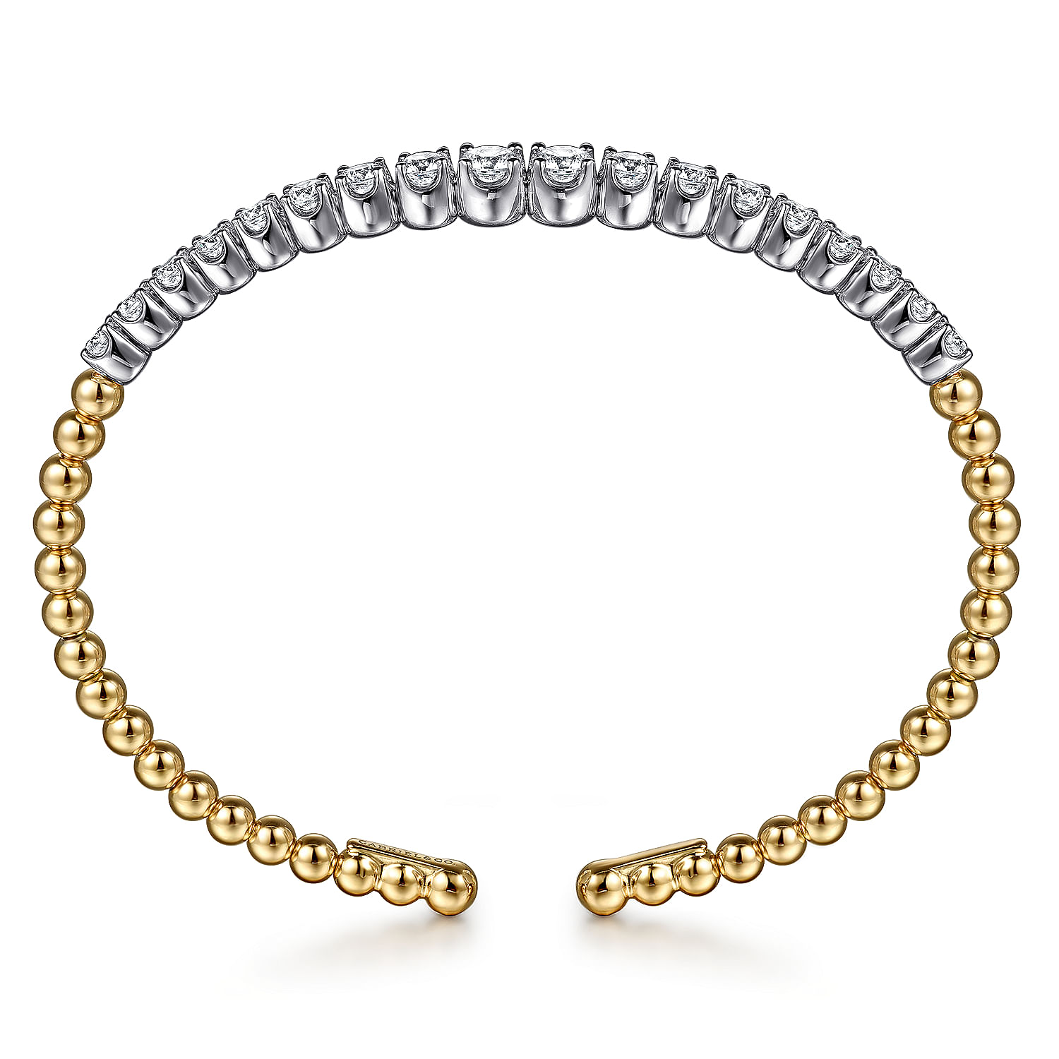 14K White Yellow Gold Bujukan Beads and Graduating Diamond