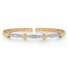 14K White  Yellow Gold Bujukan Clover and Diamond Marquise Split Bangle Bracelet - 0.75 ct