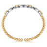 14K White  Yellow Gold Bujukan Clover and Diamond Marquise Split Bangle Bracelet - 0.75 ct
