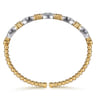 14K White  Yellow Gold Bujukan Clover and Diamond Station Split Bangle Bracelet - 0.75 ct