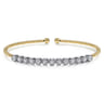 14K White Yellow Gold Bujukan Cuff Bracelet with Bezel Set White Gold Diamonds - 1 ct