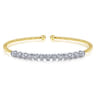 14K White Yellow Gold Bujukan Cuff Bracelet with Bezel Set White Gold Diamonds - 1 ct
