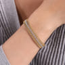 14K White-Yellow Gold Bujukan Cuff Bracelet with Butter Cup Setting - 0.65 ct