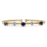 14K White-Yellow Gold Bujukan Diamond And Sapphire Bangle - 0.16 ct