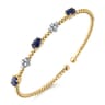 14K White-Yellow Gold Bujukan Diamond And Sapphire Bangle - 0.16 ct