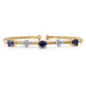 14K White-Yellow Gold Bujukan Diamond And Sapphire Bangle - 0.16 ct