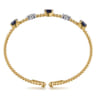 14K White-Yellow Gold Bujukan Diamond And Sapphire Bangle - 0.16 ct