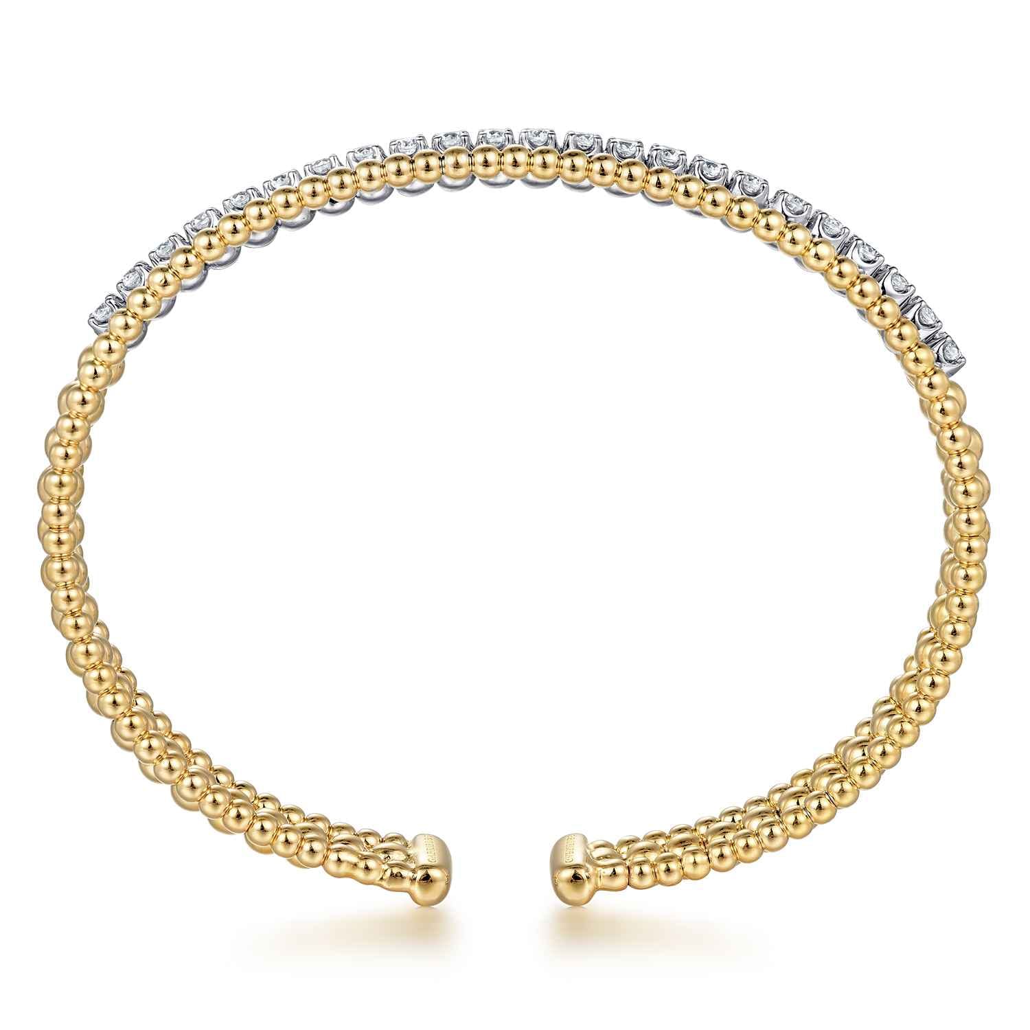 14K White-Yellow Gold Bujukan Diamond Bangle - 0.95 ct - Shot 3