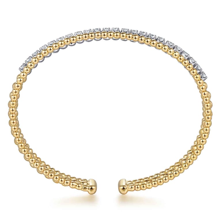 14K White-Yellow Gold Bujukan Diamond Bangle - 0.95 ct - Shot 3