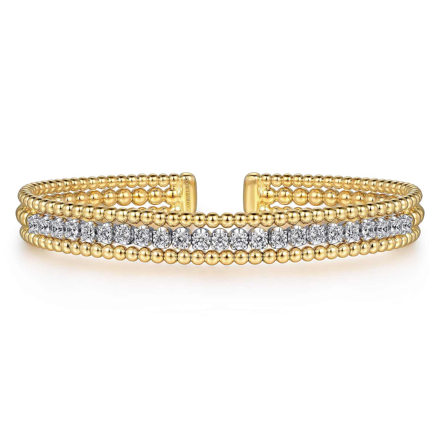 14K White-Yellow Gold Bujukan Diamond Bangle - 1 ct - Shot 1