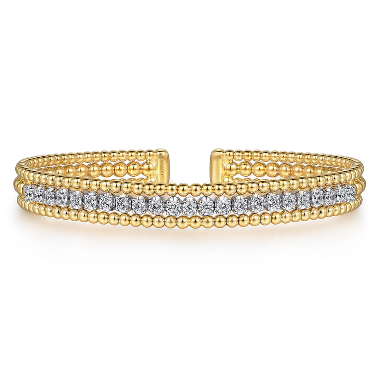 14K White-Yellow Gold Bujukan Diamond Bangle - 1 ct - Shot 1