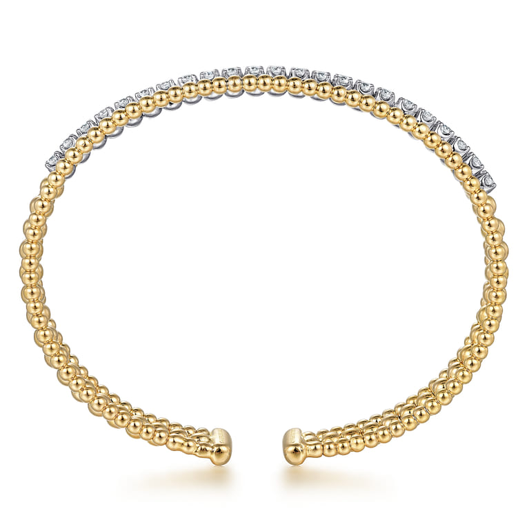 14K White-Yellow Gold Bujukan Diamond Bangle - 1 ct - Shot 3