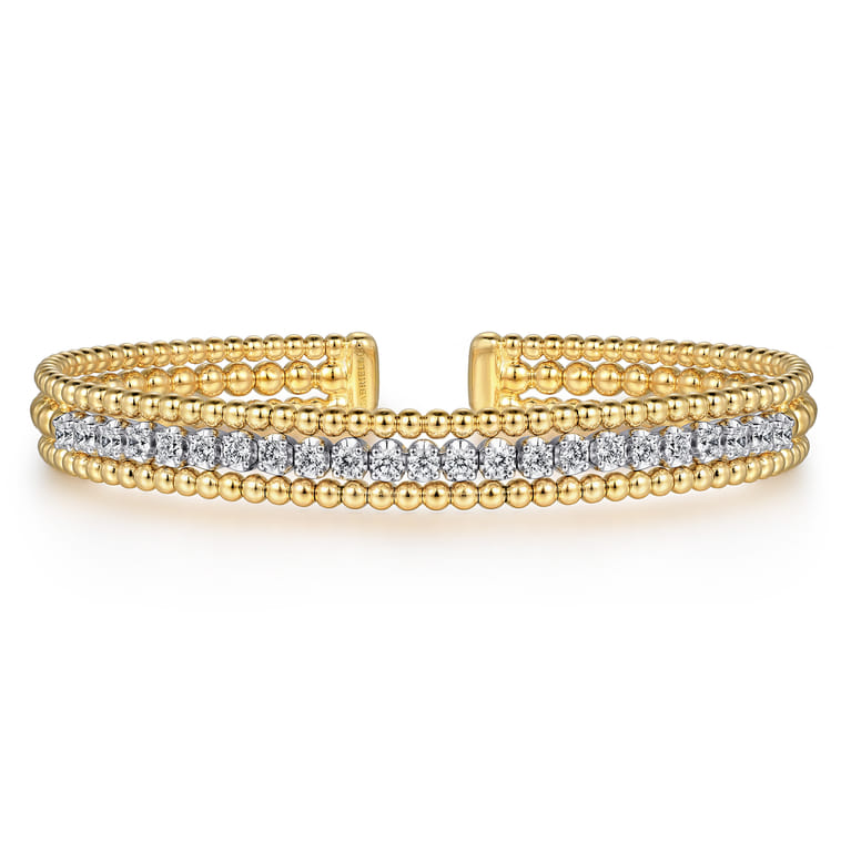 14K White-Yellow Gold Bujukan Diamond Bangle - 0.95 ct - Shot 1
