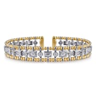 14K White-Yellow Gold Bujukan Diamond Bangle