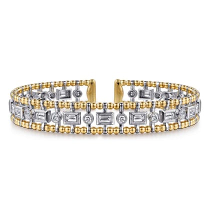 14K White-Yellow Gold Bujukan Diamond Bangle