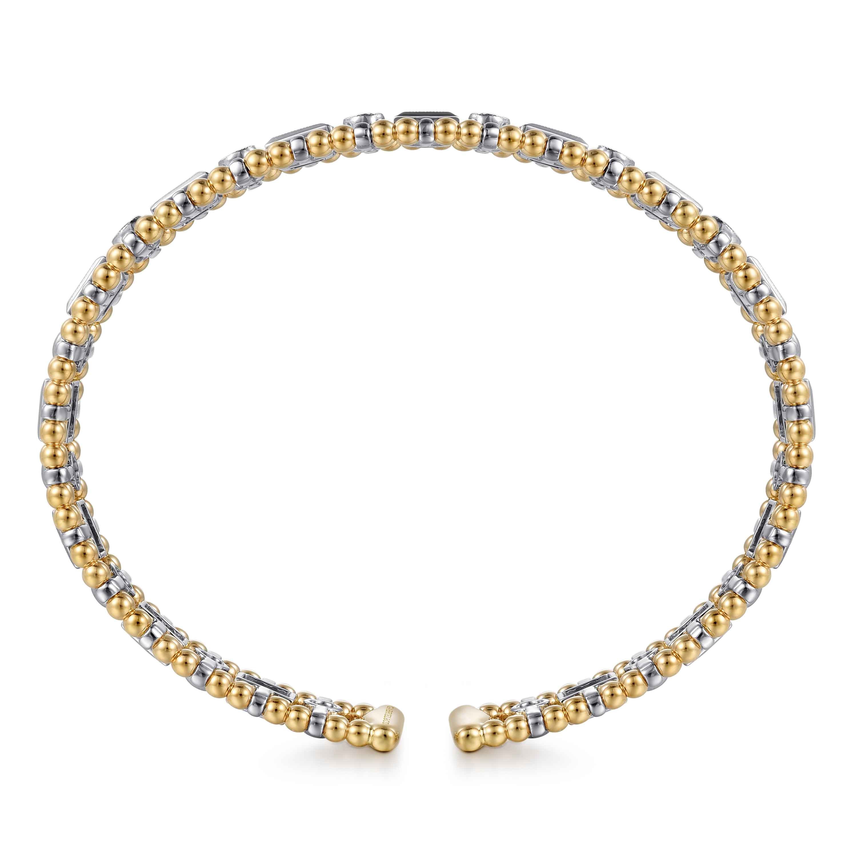 14K White-Yellow Gold Bujukan Diamond Bangle - 1.05 ct - Shot 3