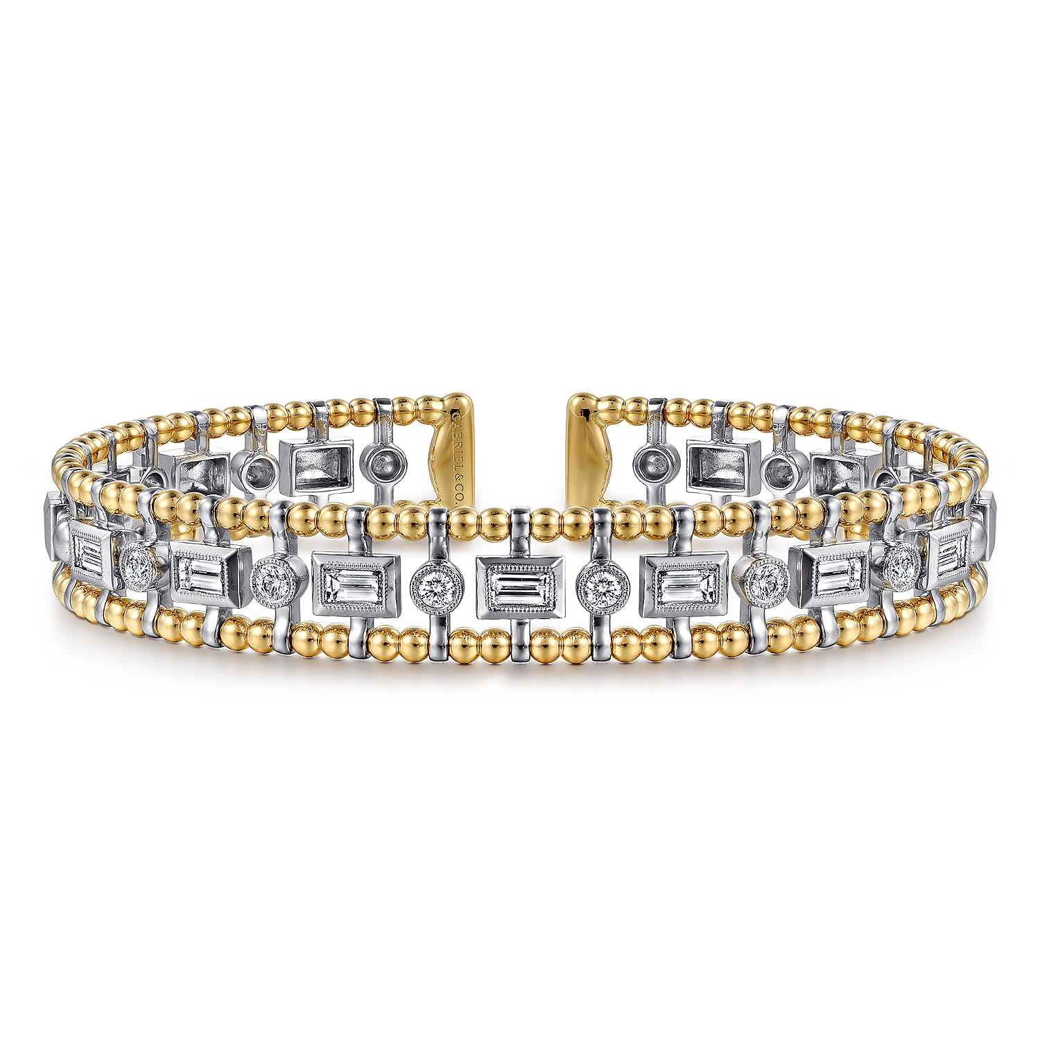 14K White-Yellow Gold Bujukan Diamond Bangle - 1.05 ct - Shot 1