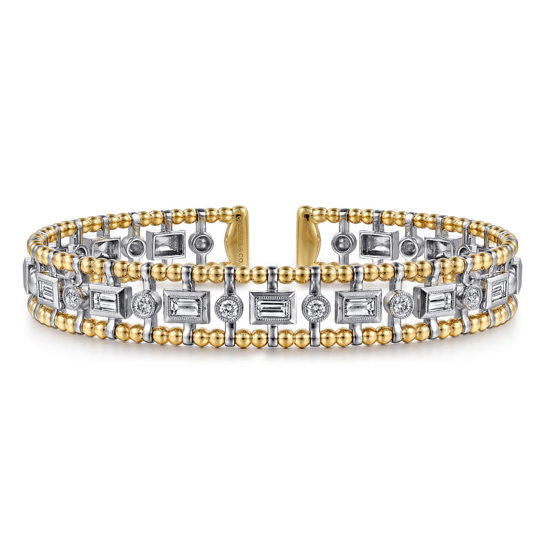 14K White-Yellow Gold Bujukan Diamond Bangle - 1.05 ct - Shot 1