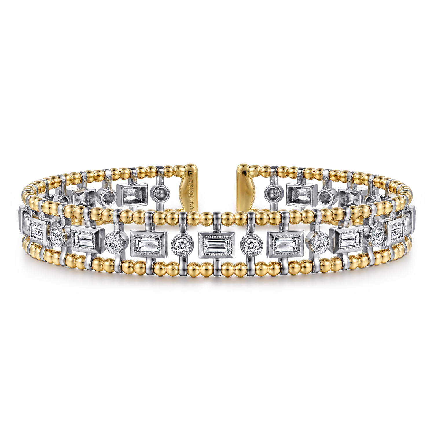 14K White-Yellow Gold Bujukan Diamond Bangle