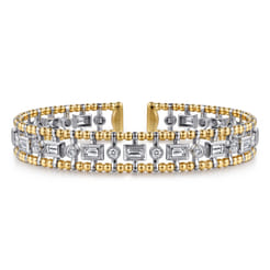 14K White-Yellow Gold Bujukan Diamond Bangle