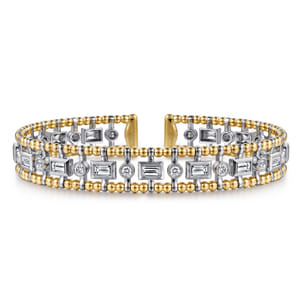 14K White-Yellow Gold Bujukan Diamond Bangle