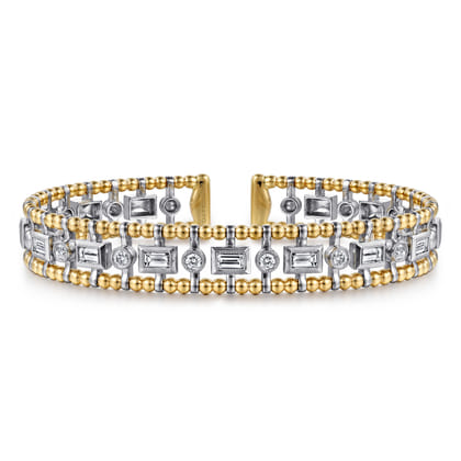 14K White-Yellow Gold Bujukan Diamond Bangle
