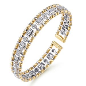 14K White-Yellow Gold Bujukan Diamond Bangle