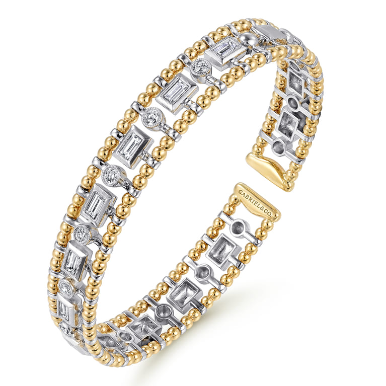 14K White-Yellow Gold Bujukan Diamond Bangle - 1.05 ct - Shot 2