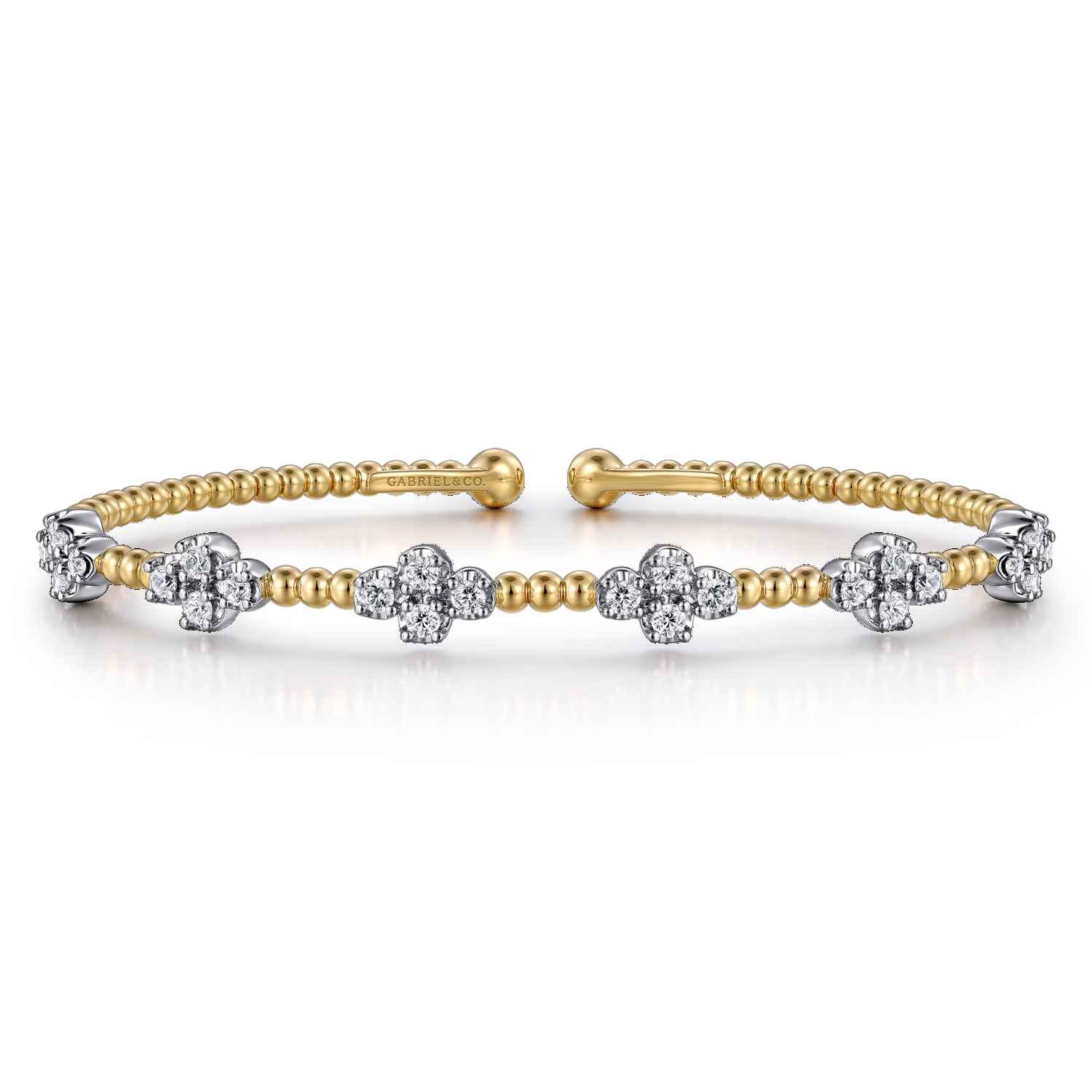 14K White-Yellow Gold Bujukan Diamond Bangle - 0.7 ct - Shot 1