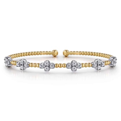 14K White-Yellow Gold Bujukan Diamond Bangle