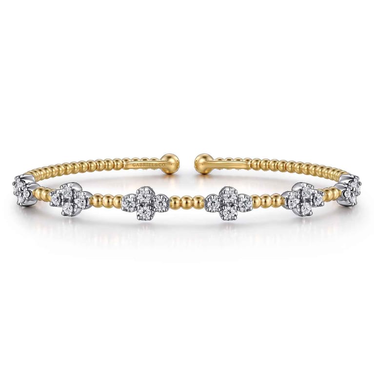 14K White-Yellow Gold Bujukan Diamond Bangle - 0.7 ct - Shot 1