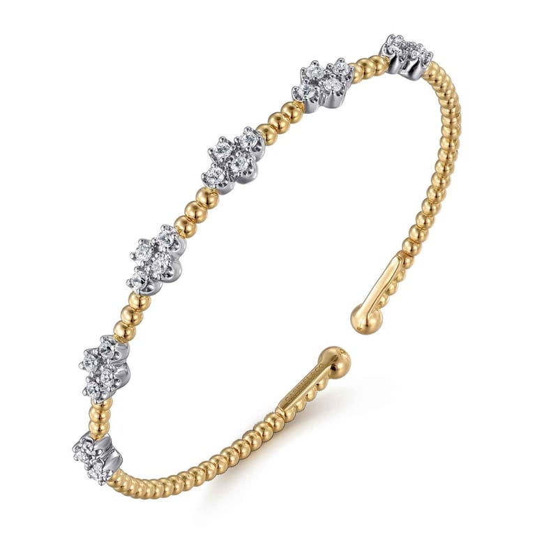 14K White-Yellow Gold Bujukan Diamond Bangle - 0.7 ct - Shot 2